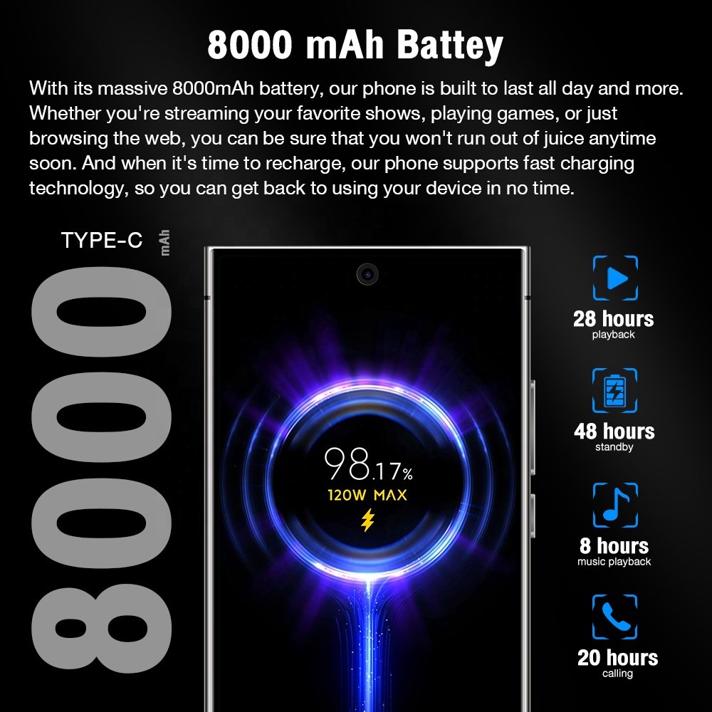 Hot selling Original S24 Ultra Android 14 Face unlock cell phone 7.3 inch HD Screen 16GB+1TB cellular 5G smart Mobile phones
